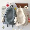 Xiulong Korean Style Canvas Backpack for Women – Solid Color Schoolbag