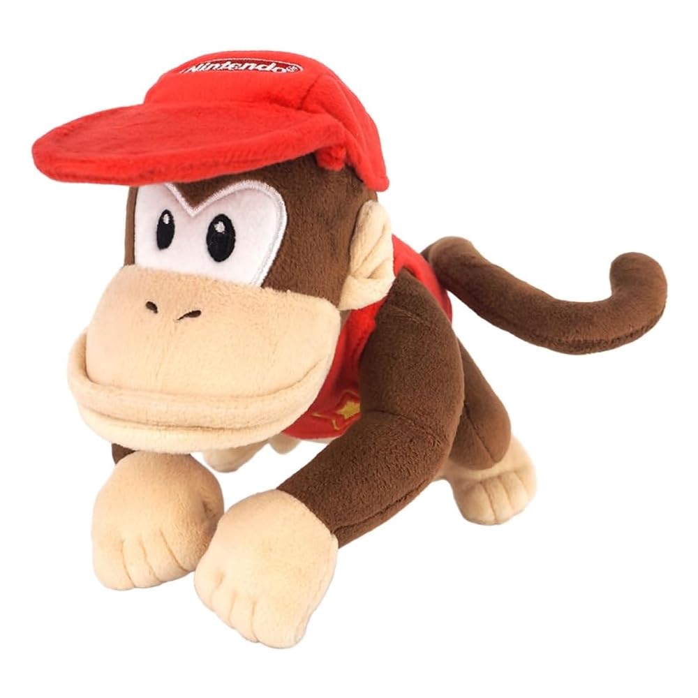Sanei Boeki Super Mario All Star Collection Diddy Kong Plush Toy 15x20x18cm