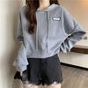 "Women's Loose Hooded Waffle Sweatshirt - Autumn 2022 Short Long-Sleeved Design"