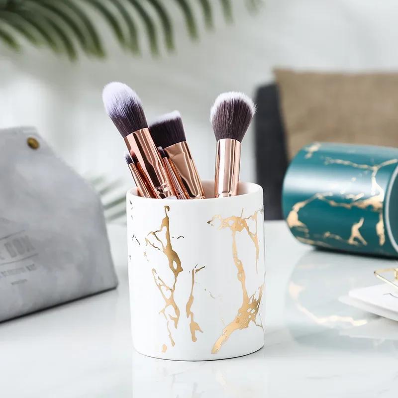 Скандинавская керамическая железная художественная мраморная ваза с узором розовое золото зеленый настольный цветочный горшок для домашнего офиса вазы декоративный суккулентный цветочный горшок