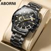 ABORNI WATCH Мужские деловые светящиеся в темноте водонепроницаемые стальные мужские часы с хронографом Кварцевые часы