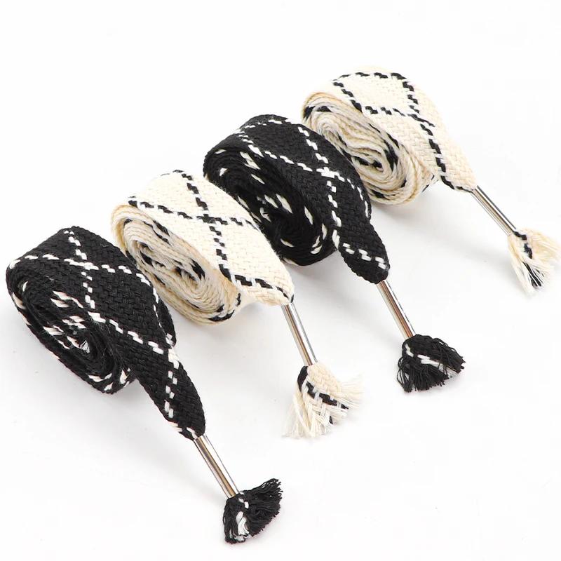 2,5 см плоские шнурки, расширенные, черные, белые, для кроссовок, кед, тапочек - 120 см / 140 см, декорации для шнурков