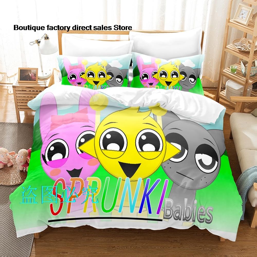 Комплект постельного белья Sprunki Односпальный Полуторный Двуспальный Евро Размер Кинг-Сайз Комплект для кровати Взрослый Детская Спальня Комплекты с пододеяльникомsprunki Аниме Parure De Lit Кровать 6