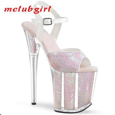 Женские босоножки с круглым носком, тонкий каблук, высокие каблуки, модель для показа, поддельные женские танцевальные туфли, каблук 20 см, платформа 10 см, YKC