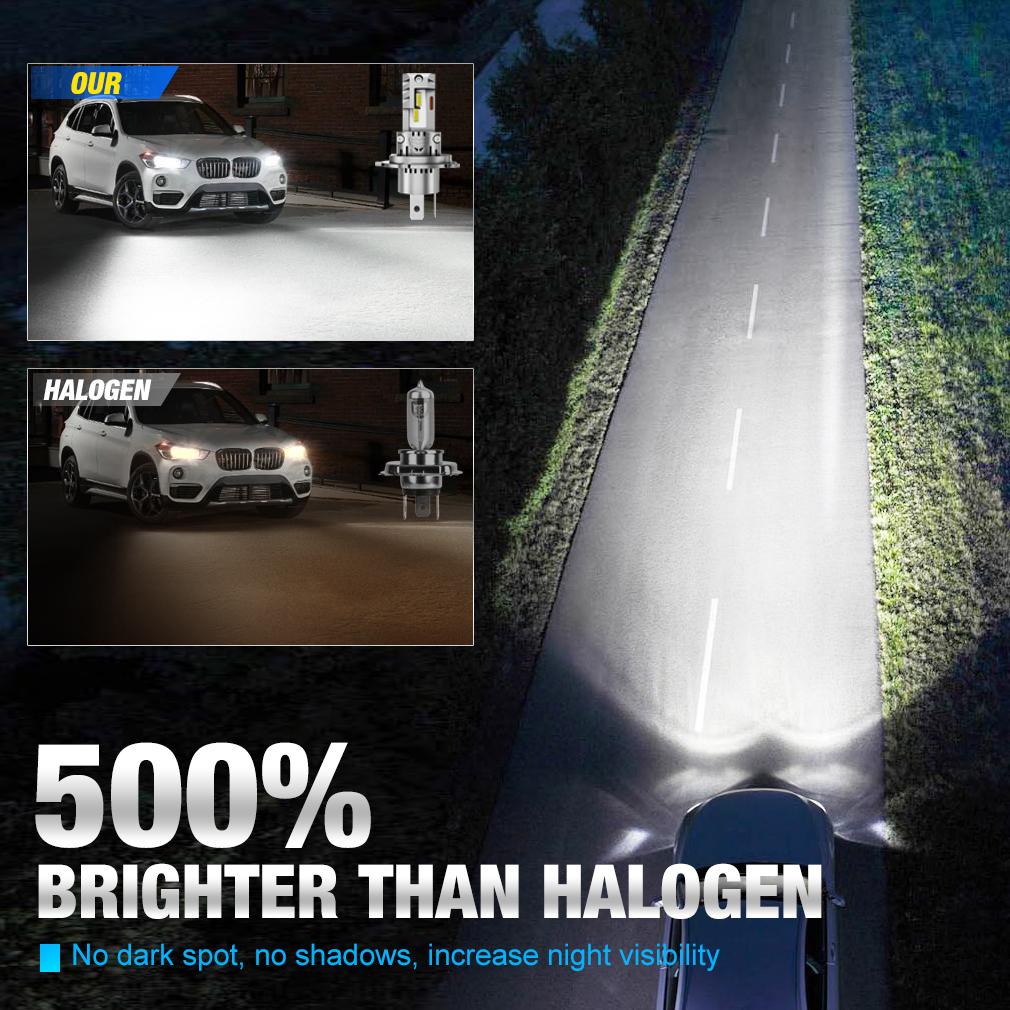 2Pcs H11 H7 H4 LED Bulb HB3 HB4 9005 9006 Headlight Kit Mini Wireless 60W 20000LM 6500K CSP for Car Headlamp 12V White Auto Diode Turbo Lamp