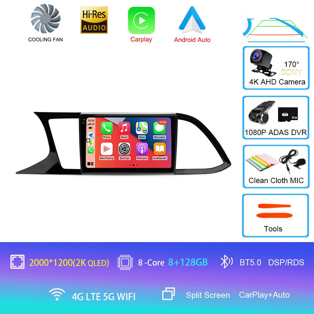 Android 14 Carplay для Seat Leon 3 2012 2013 2014 2015 - 2020 Навигация GPS Мультимедиа Автомобильный Радиоплеер стерео Wi-Fi+4G Auto BT