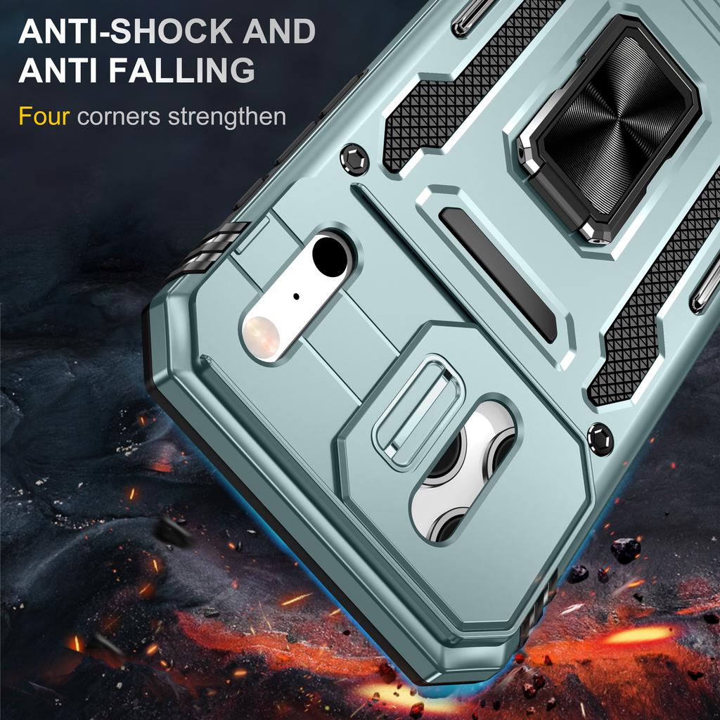 For iPhone 17 Pro Case Kickstand Slide Lens Lid PC+TPU Drop