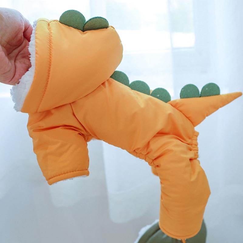 Пальто для собаки с капюшоном Костюм динозавра для собаки Комбинезон для собаки Зимнее пальто Комбинезон-костюм Толстовка Куртка для собаки Одежда для собаки