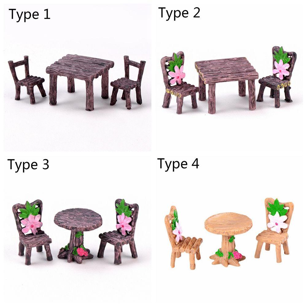 3 шт. Миниатюрный стол и стулья, набор садовой мебели для фей, украшения, набор для кукольного домика, аксессуары для домашнего микроландшафтного декора