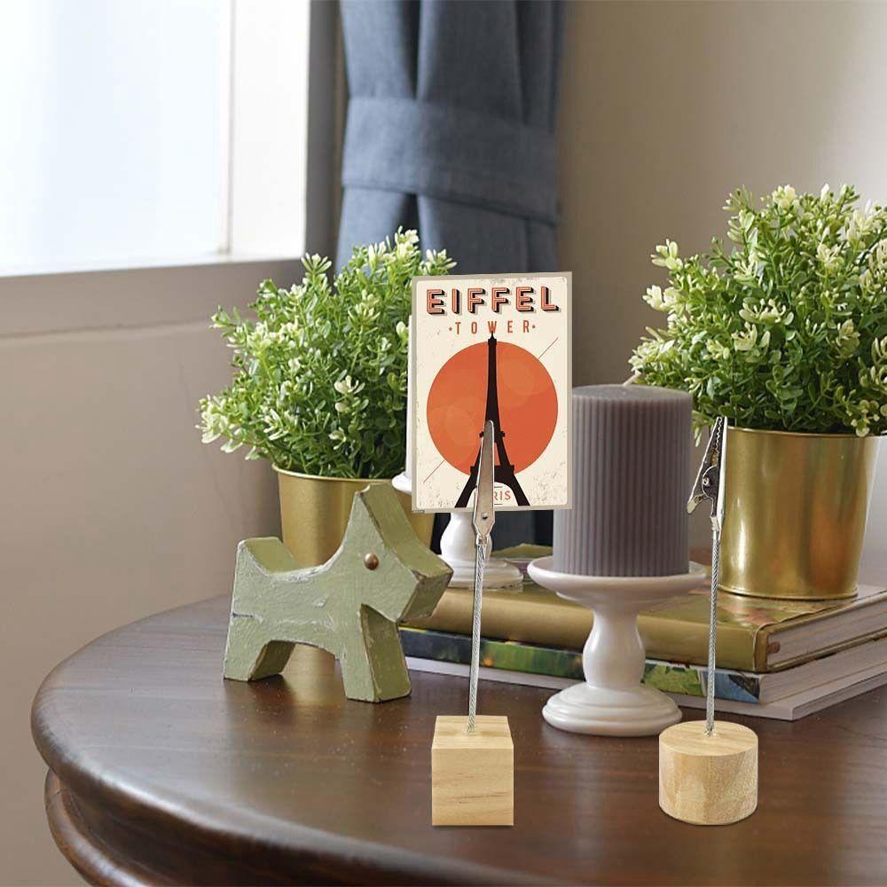Party Supplies Message Memo Wooden Base Memo Clip Card Holder Photo Paper Clamp Bedside Ornaments