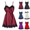 Women's Solid Color Sexy Erotic Pajamas V Neck Lace Edge Camisole Nightgown
