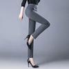 Женские эластичные узкие брюки-карандаш с высокой талией, повседневные брюки на весну и осень, черные, серые, универсальный стиль, мода для женщин среднего возраста