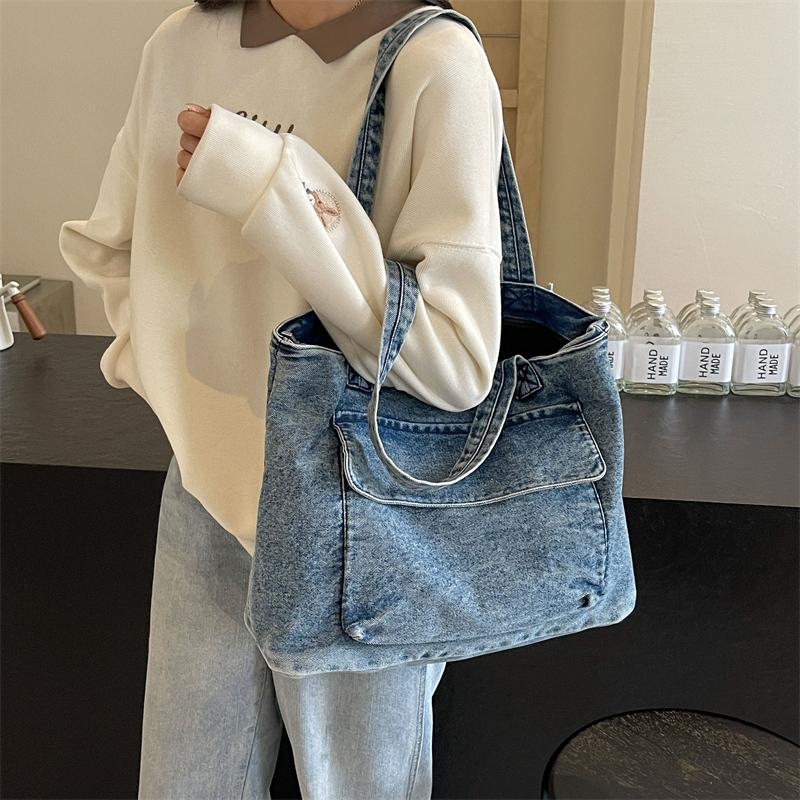 Denim Bag Large Capacity Shoulder Bag Commuter Tote Bag Women's Underarm Bag