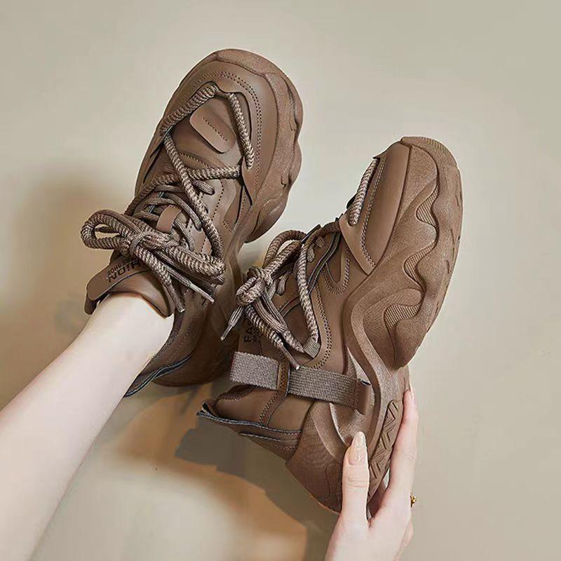 Платформа Папины Туфли Женская Обувь Весна Новинка Elevator Wild Leisure Студент Спортивные Кроссовки