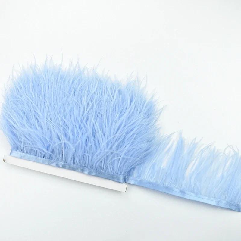1M 5M 10Meter 8-10Cm Black Ostrich Feather Trims Natural White Ostrich Feather For Craft Ribbon Fringe For Skirt Party Clothing