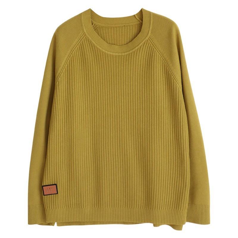 Женский свитер большого размера с круглым вырезом, свободной вязки - Осень/Зима