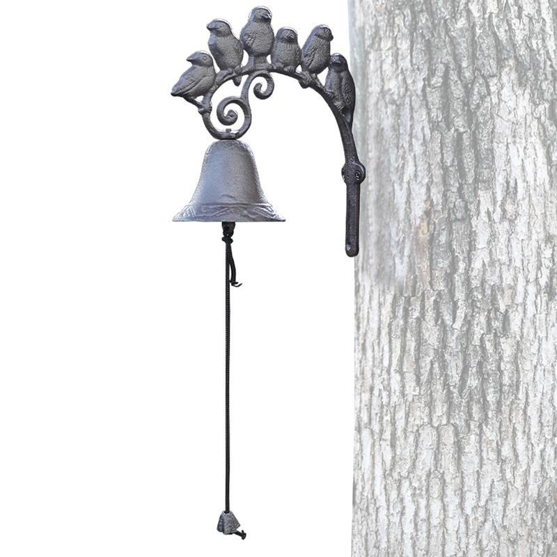 Колокол для ужина в фермерском доме, чугунный настенный колокол для церкви, настенный колокольчик для парадных ворот, декоративные колокольчики для акцента на ферме с 6 птицами, большие и