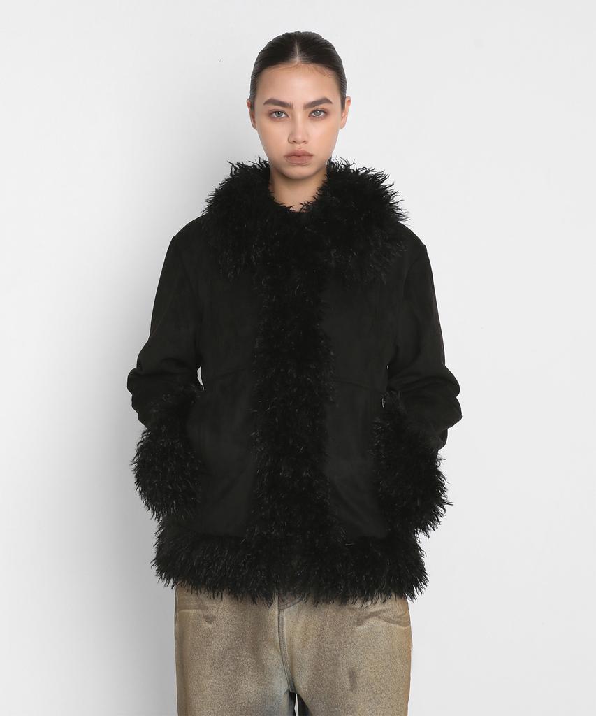 Sandric Trimming Fur Jacket_Black