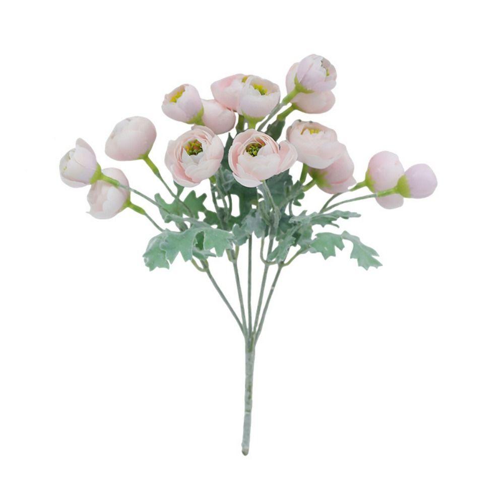 Multicolor Camellia Artificial Flower Flocking Faux Flower Wedding Ornament