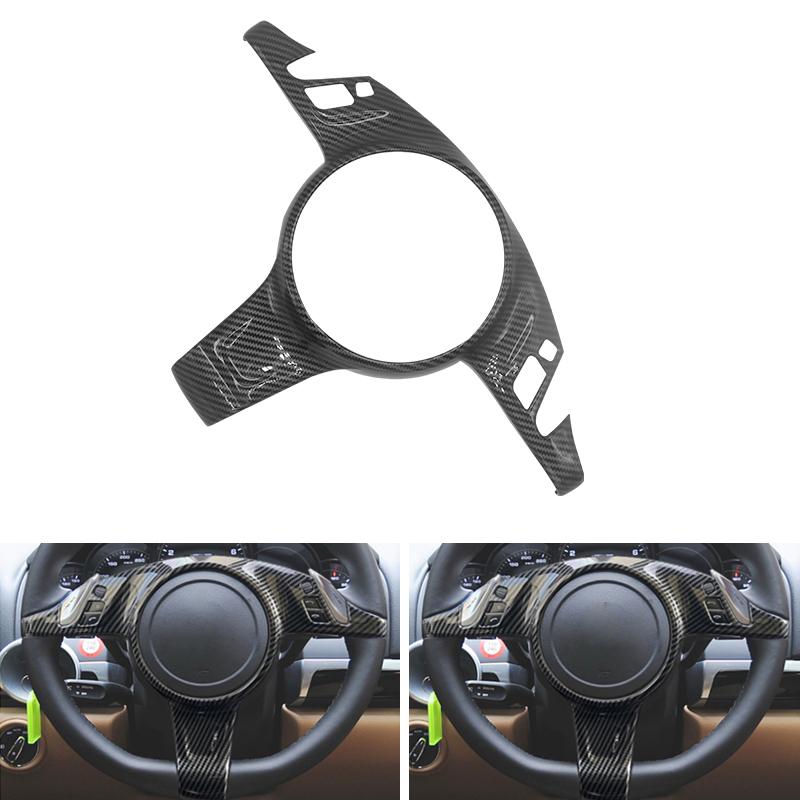 Car-styling ABS Carbon Fiber Texture Interior Steering Wheel Panel Frame Cover Trim For Porsche Cayenne 2011 2012 2013 -