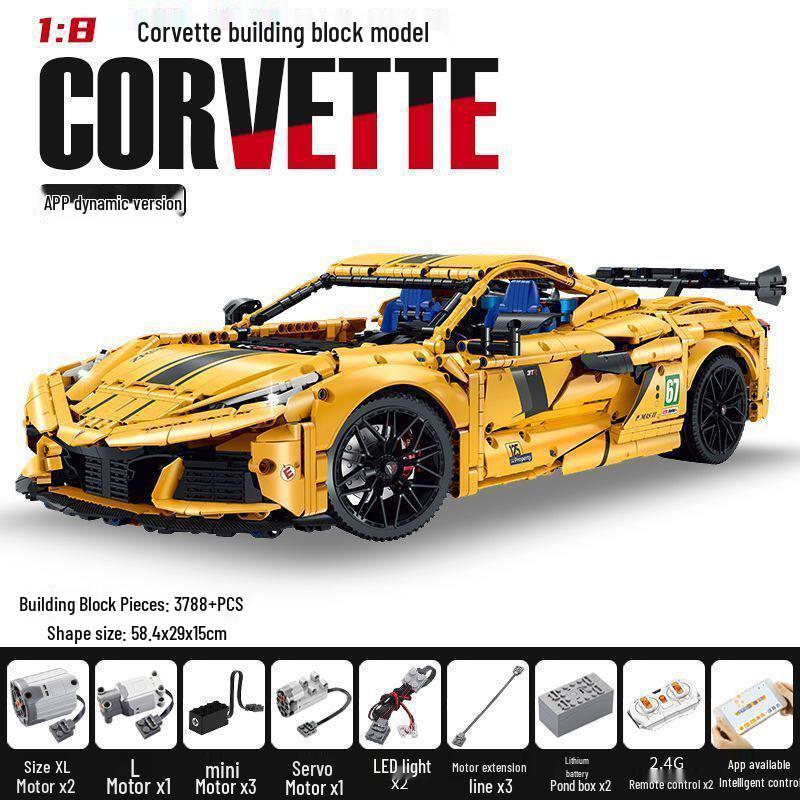 Конструктор Gu Li 10622 Спортивный автомобиль Corvette на радиоуправлении, Совместим с Lego, Идеальный подарок для мальчиков