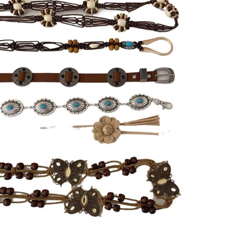 Bohemian Blue Butterfly And Circle Tassel Waist Chain Featuring Unique Decorative Elements