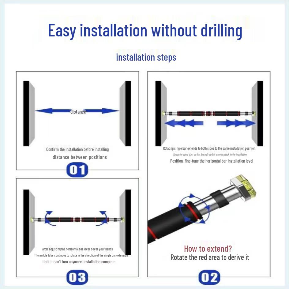 Non-Punch Install Telescopic Door Frame Bar for Home Fitness