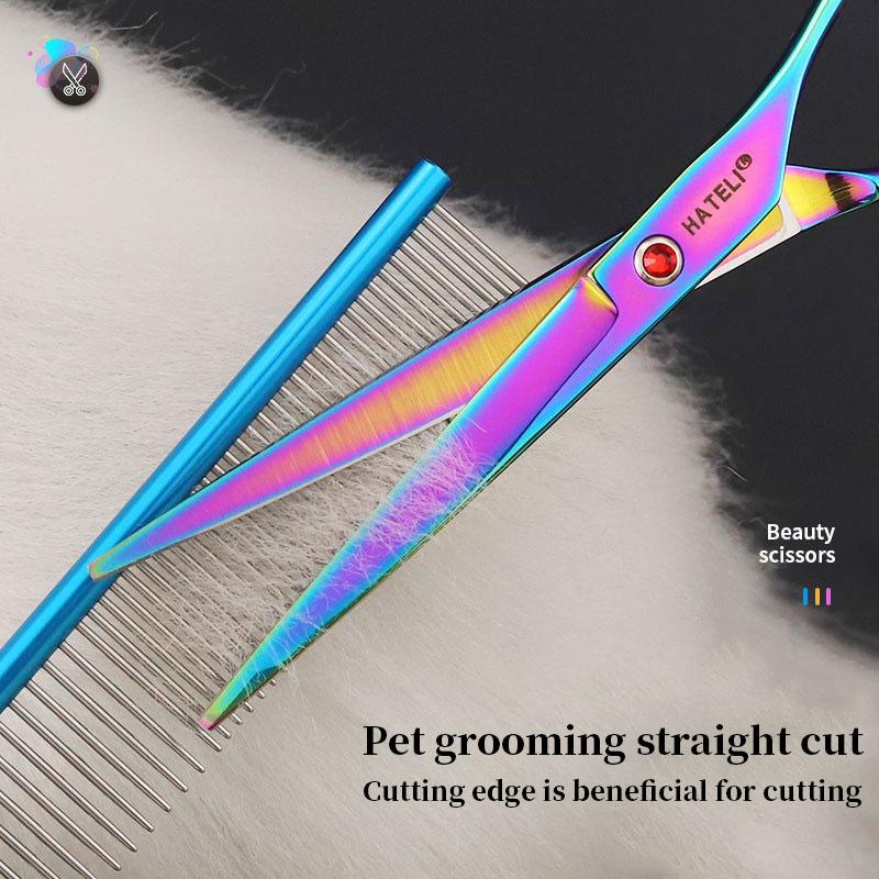 Pet Grooming Scissors High Quality Professional 7 Inch Dog Straight Shears Pets Beauty Sharp Edge Animals Hair Cutting Tools