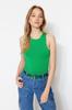 Women's Fashion New Bodysuit Green Halter Neck Fitted Flexible Snap Fastener Knitted Bodysuit