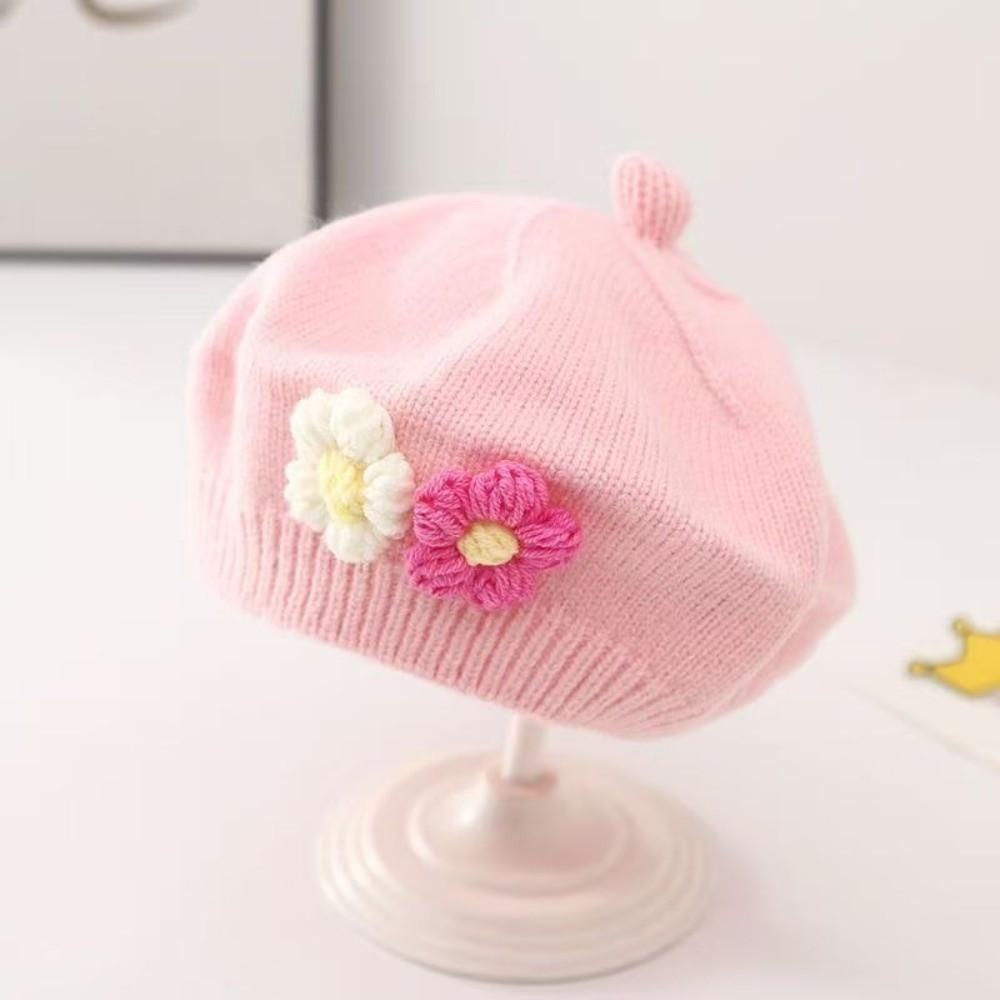Cute Flower Toddler Beret Hat Comfortable Beanies Cap Fashion Knitted Hats Autumn Winter