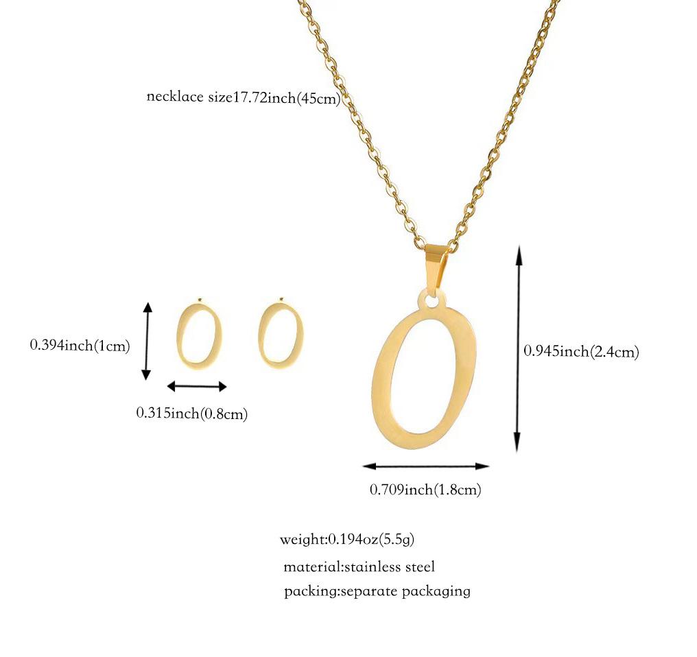 Набор украшений из титановой стали: Невыцветающее ожерелье и серьги с английскими буквами