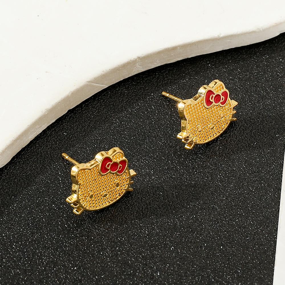 Аниме Sanrio Hello Kitty Серьги Аниме Мультяшная Фигурка KT Кот Гвоздики Серьги Женские Ювелирные Изделия Аксессуары Подарки