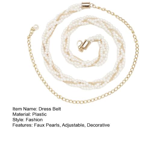 Women Dress Belt Adjustable Length Imitation Pearls Decoration Waistband Shirts Dresses Versatile Accessory