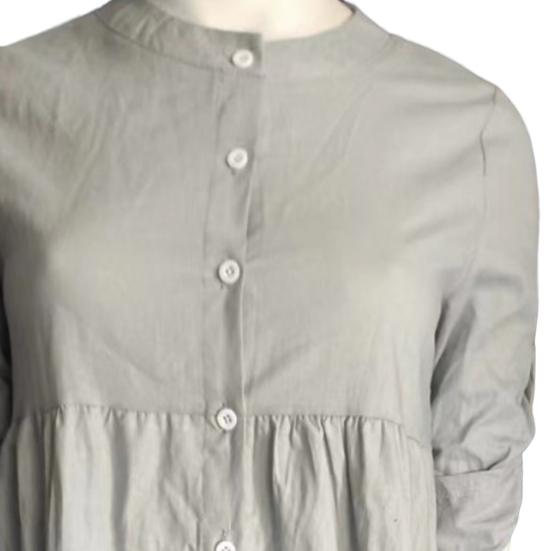 Женское платье-туника на пуговицах, повседневное платье-миди с рукавом 3/4 и круглым вырезом, летнее пляжное платье-футболка для отпуска