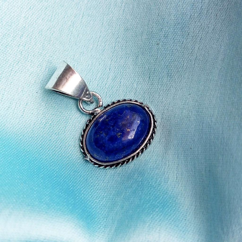 Lapis Lazuli Gemstone 925 Sterling Silver Plated Oval Pendant Jewelry NST-J2H29490
