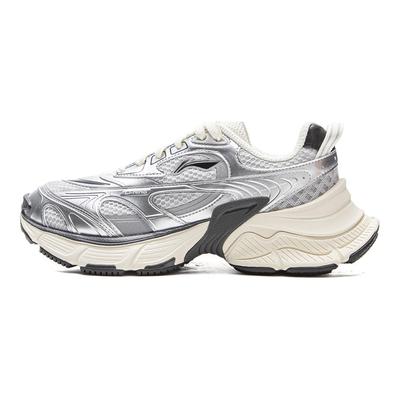 Li Ning Xingji Амортизирующие износостойкие дышащие низкие массивные кроссовки женские серый серебристый AGCV354-1