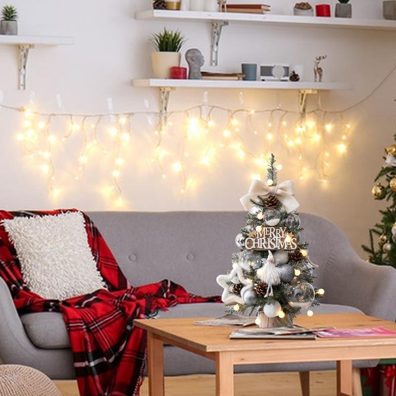 Искусственная рождественская елка с подвесными украшениями, маленькая рождественская елка, рождественская елка, настольное украшение для рождественской вечеринки