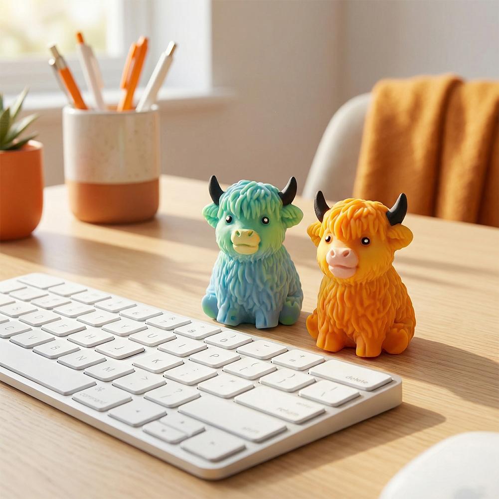 Сенсорная игрушка «Шотландская корова» для медленного сжатия, Сенсорные игрушки, Стресс-болл «Шотландская корова», Подарок, Снятие тревожности, Игрушка-антистресс, Сувенир на вечеринку