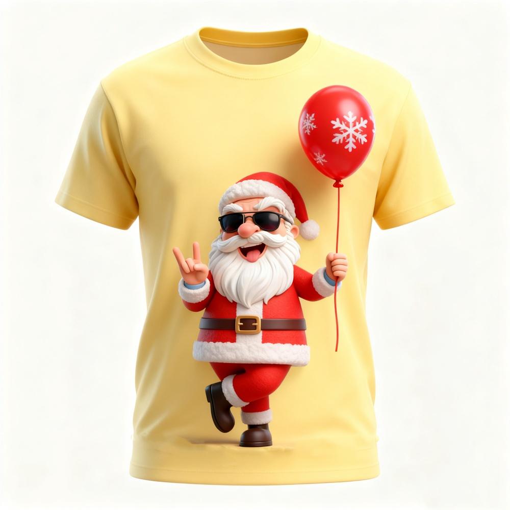 Футболка с 3D-принтом и забавным узором Санта-Клауса - Креативный и уникальный дизайн, мужская одежда с коротким рукавом для рождественской тематической вечеринки