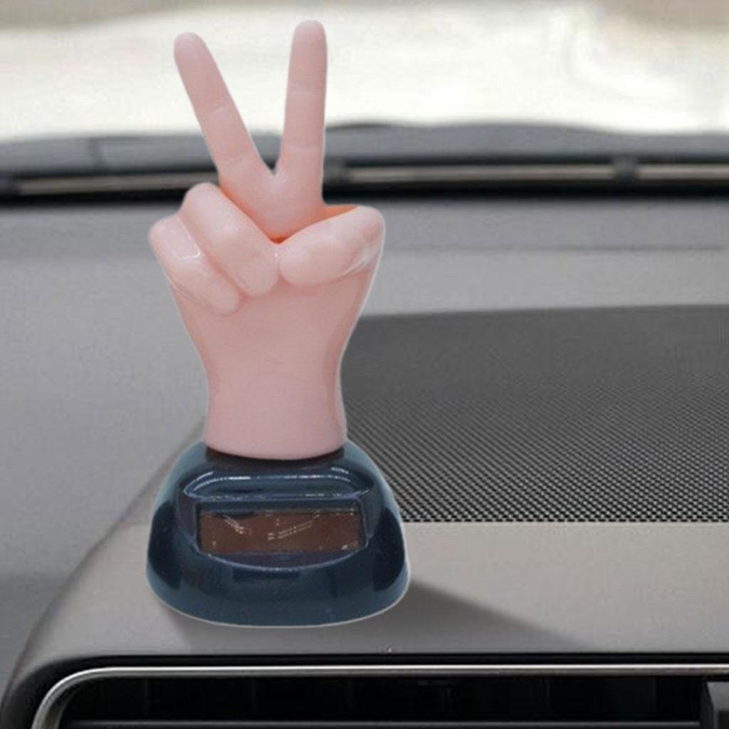 Middle Finger Car Decoration, Middle Finger Car Dashboard | Two Finger Shaking Solar Powered