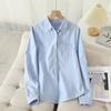 Casual Cotton Women's Oxford Shirt Autumn Woman Blouse and Tops Lady White Blue Striped Shirts Clothes