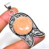 Orange Aventurine Gemstone 925 Silver Plated Handmade Jewelry Pendant 2.46"