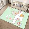 Cute Cartoon Bunny and Bear with Cupcakes and Coffee on Green Pastel Background Suitable for use as an anti-slip1 for1room and bedroom sofas