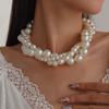 Tooxika Retro Elegant Fashion Choker Necklace Exaggerated Pearl Geometric Personality Temperament Necklace