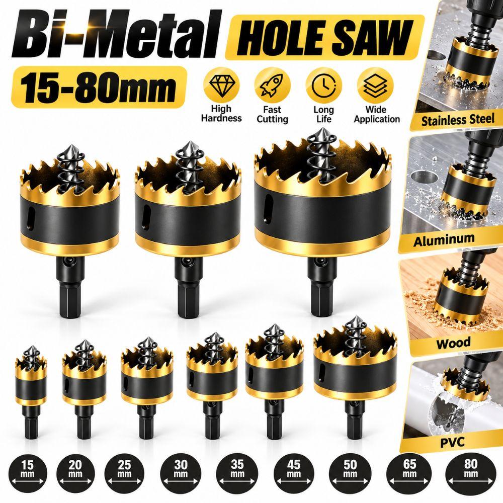 15-80mm Bi-Metal Hole Saw with Pilot Drill Hole Cutting Tool Handheld Electric Drills