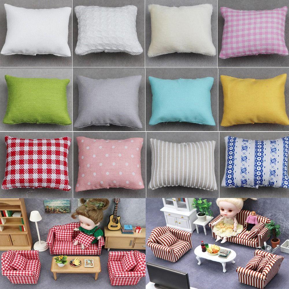 Simulation chair Wooden Table Doll House Decoration Dollhouse Sofa Cushion Table Furniture Toys