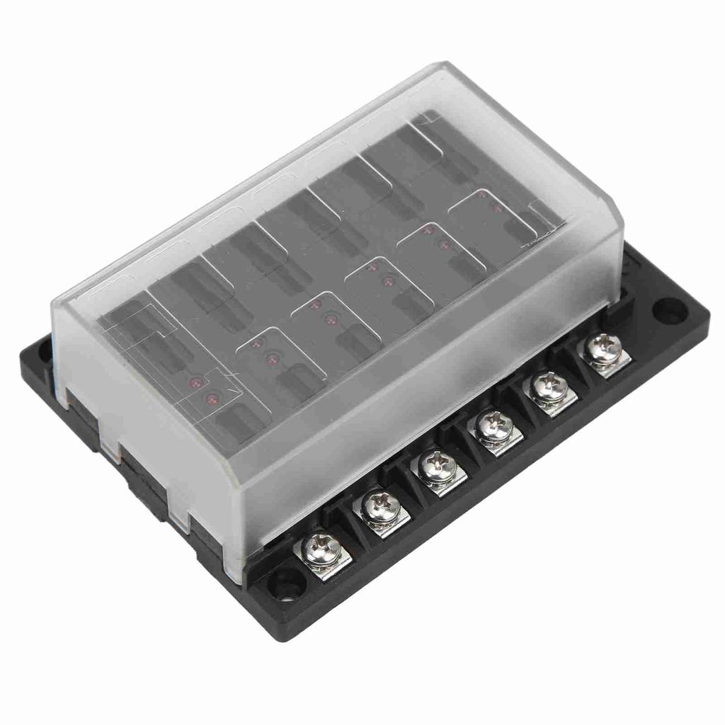 Universal 1 In 12 Out Fuse Holder Electrical Fuse Box 10‑32V with LED Warning Indicators for Car Boat RV