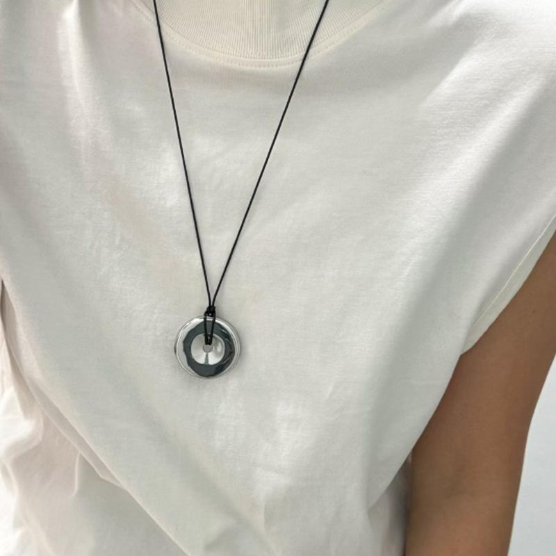 Простое черное кожаное длинное ожерелье из веревки для женщин и девочек, подвеска в виде бутылки с водой, цепочка для свитера, ювелирные изделия, аксессуары, подарки