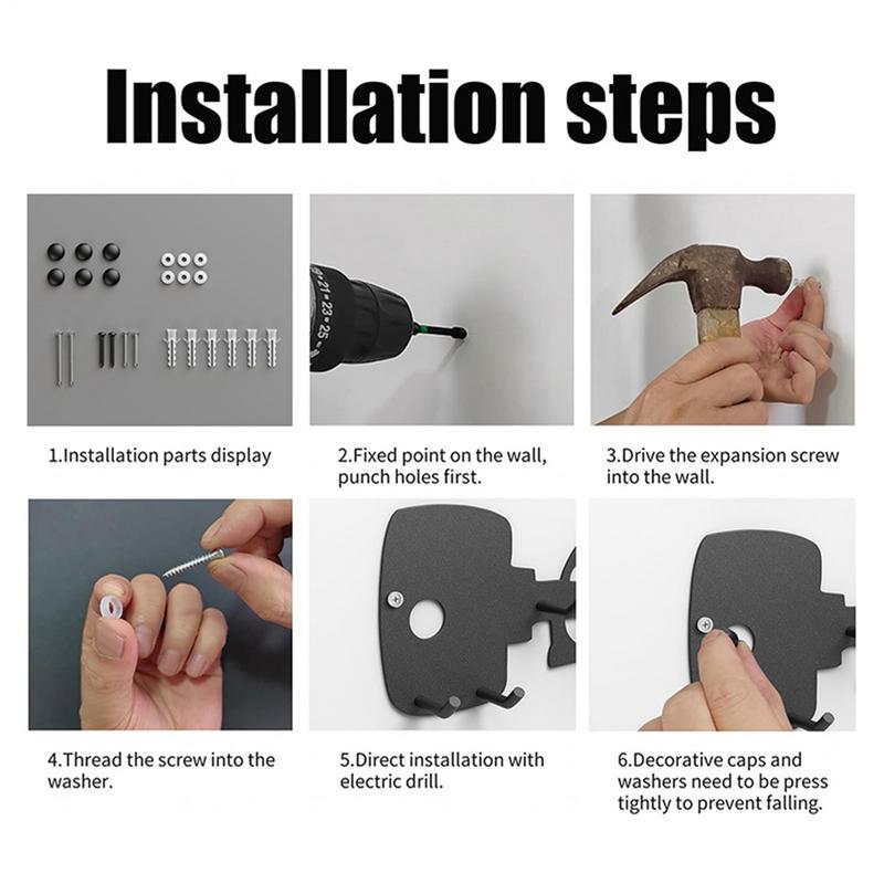 Key Holder Wall Mount Decorative Keychain Holder 6 Hooks Design Storage For Home Living Room Entryway Hallway Front Door