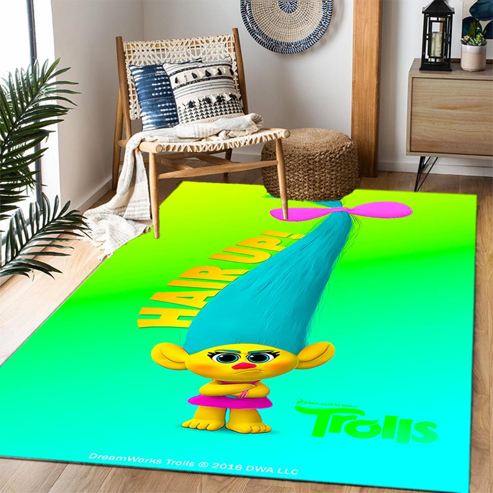 Trolls World Tour Themed Anti-Slip Rugs - Polyester Home Decor, Suitable for Bedrooms, Living Rooms, Doorways, Studios, and Decorations
